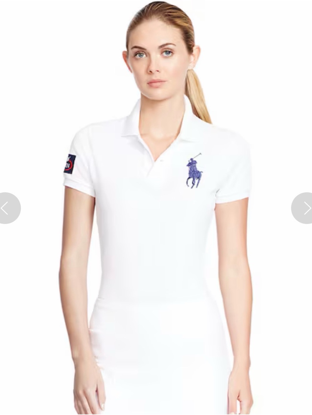 Ralph Lauren White Polo Shirt with Navy Pony, US Open Golf / Tennis Shirt